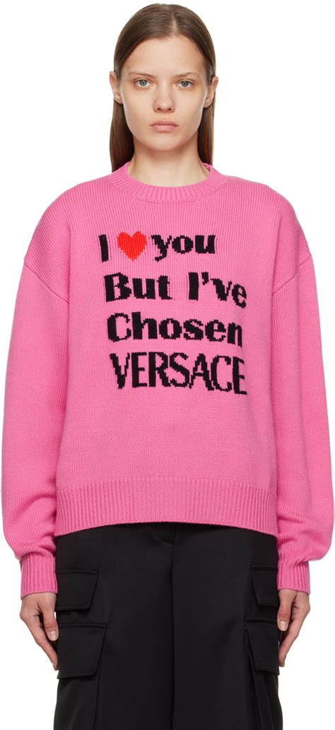 versace pink crewneck|Versace crew neck sweater.